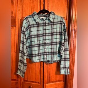 american eagle cropped flannel